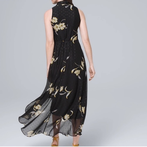 WHBM Halter Clip Jacquard Maxi Dress ophelia floral black - Picture 2 of 15